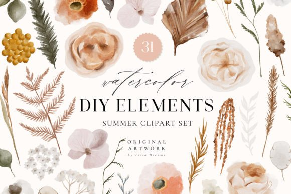 Download Summer Watercolor Flower Digital Clipart - Premium Resources