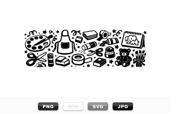 Download Craft Supplies Doodle Clipart Set - Premium Resources